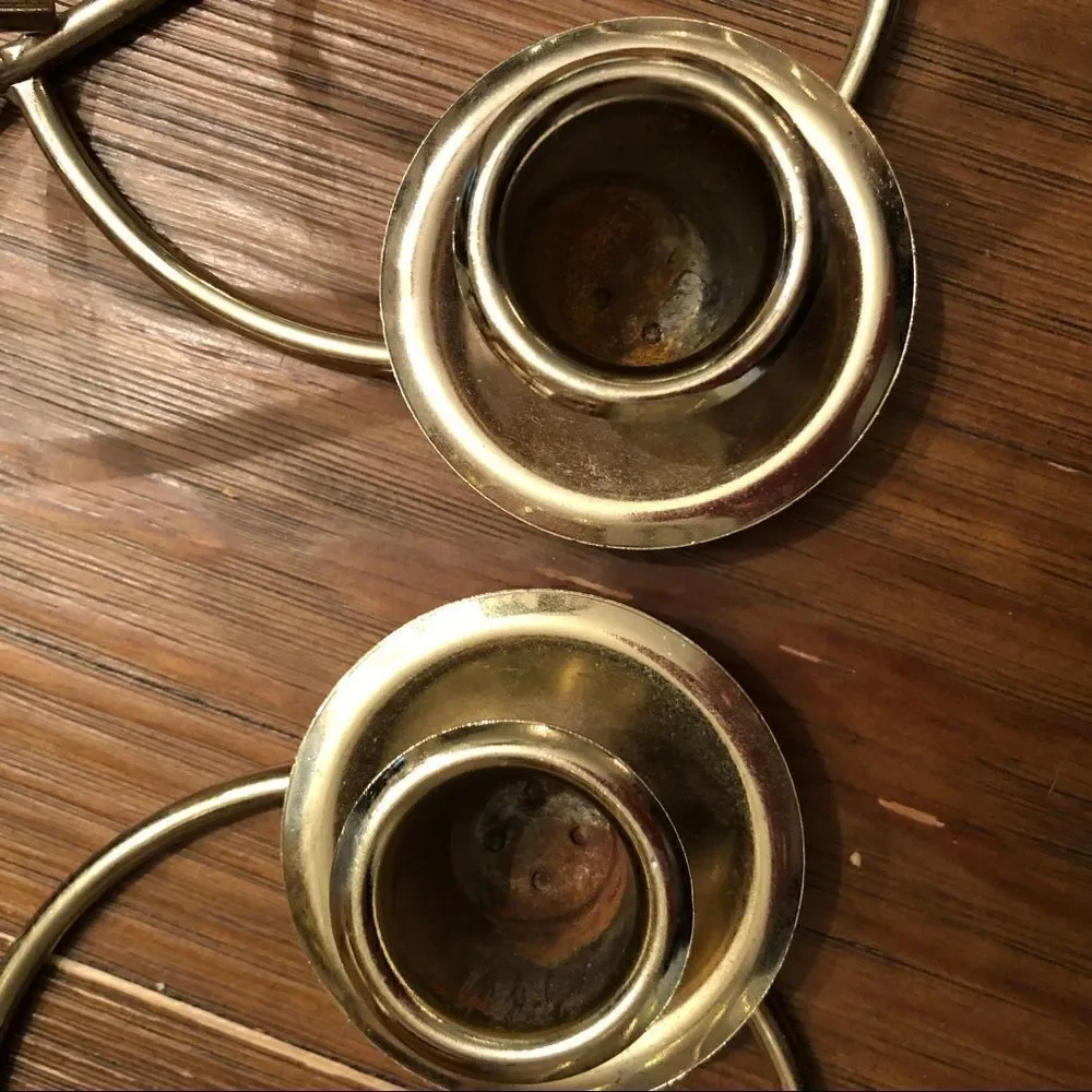 Vintage Pumpkin Wall Hanging Candlestick Holders in Gold Lot of 2